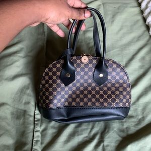 Checkered Print 2-Toned Plaid Mini Handbag